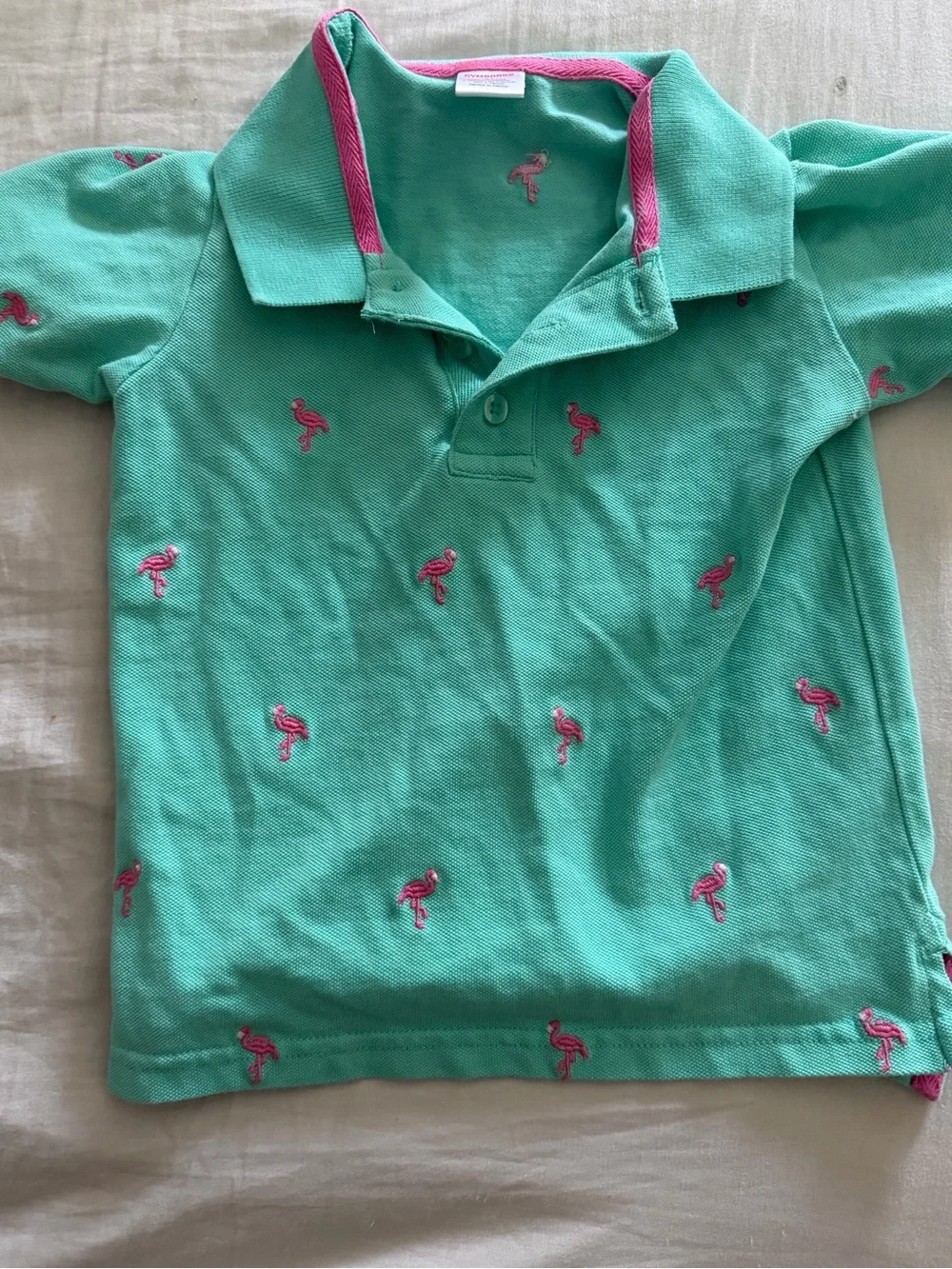 Boys Gymboree polo blue pink flamingo’s summer tropical size 4t
